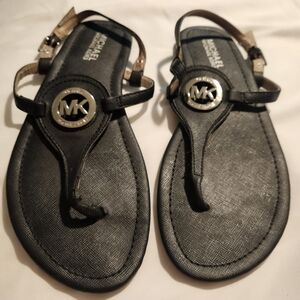 Michael Kors Black Sandals with Gold Logo